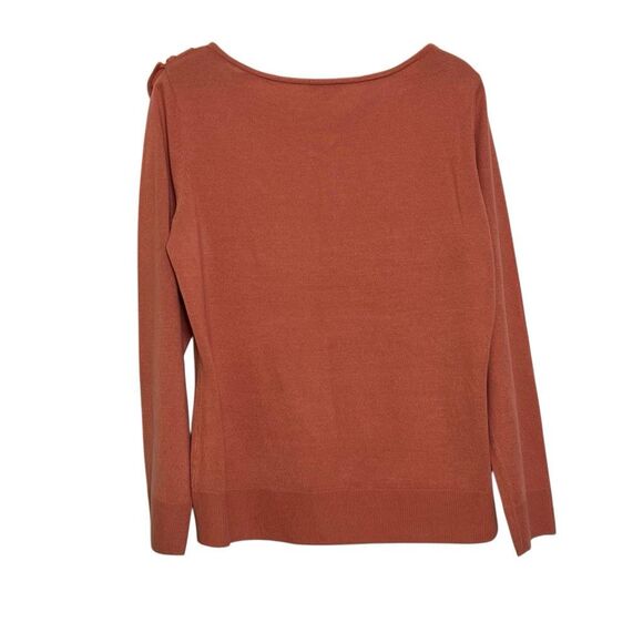 New York & Company Ruffle Neck Button Detail Long Sleeve Sweater Rust Size XL - Picture 10 of 10